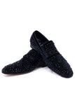 Barabas Wholesale Men's Geometric Shiny Rhinestone Design Leather Shoes 5SH12 Black