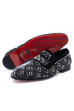 Barabas Wholesale Men's Geometric Shiny Rhinestone Design Leather Shoes 5SH12 Black SIlver