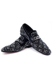 Barabas Wholesale Men's Geometric Shiny Rhinestone Design Leather Shoes 5SH12 Silver