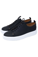 Barabas Wholesale Men's Premium Leather Casual Low Top Sneaker 5SH15 Black