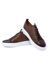 Barabas Wholesale Men's Premium Leather Casual Low Top Sneaker 5SH15 Brown