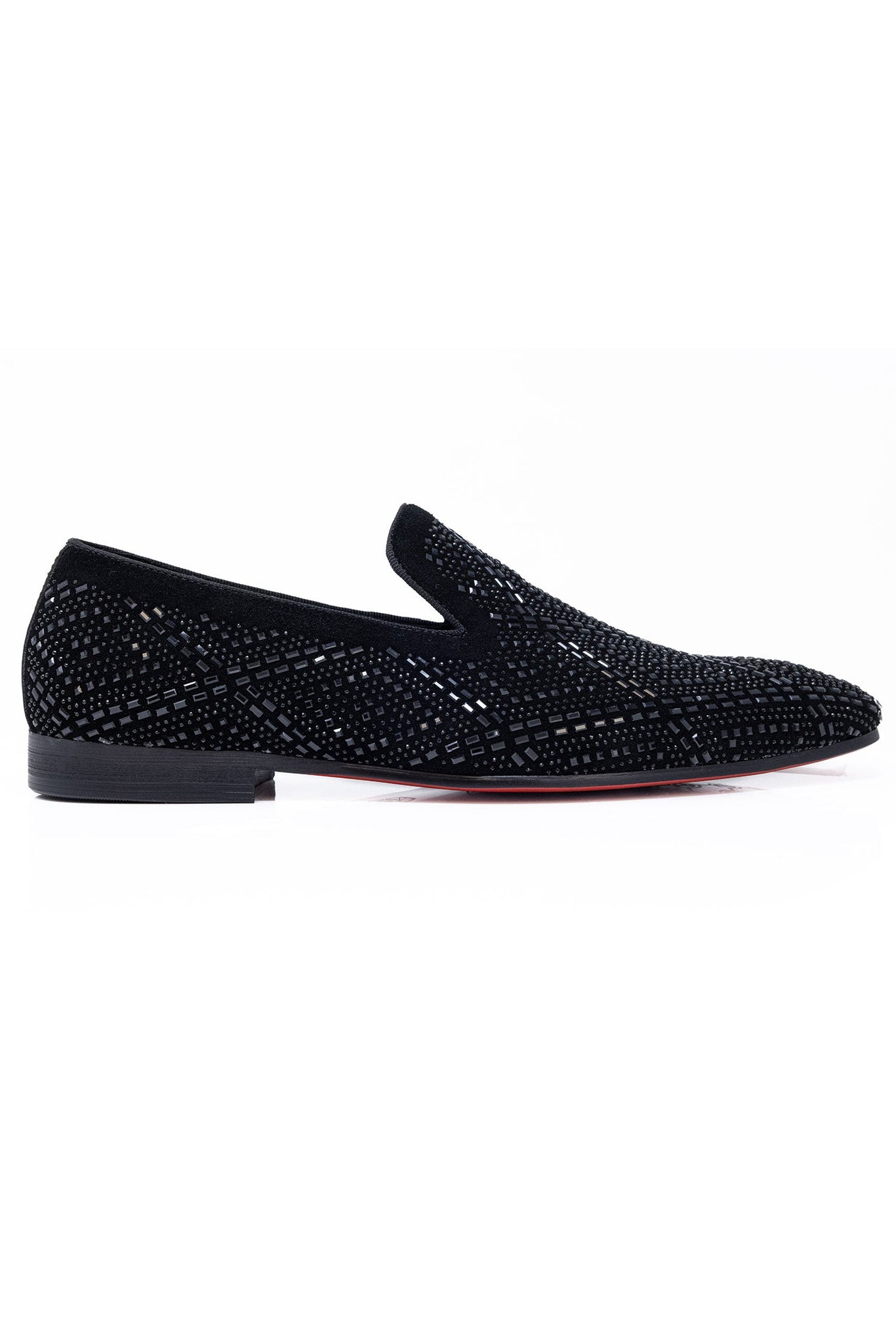 Barabas Wholesale Men's Rhinestone Suede Slip On Loafer Dress Shoes 5SH16 Black