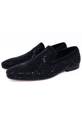 Barabas Wholesale Men's Rhinestone Suede Slip On Loafer Dress Shoes 5SH16 Black