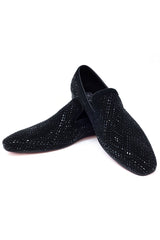 Barabas Wholesale Men's Rhinestone Suede Slip On Loafer Dress Shoes 5SH16 Black