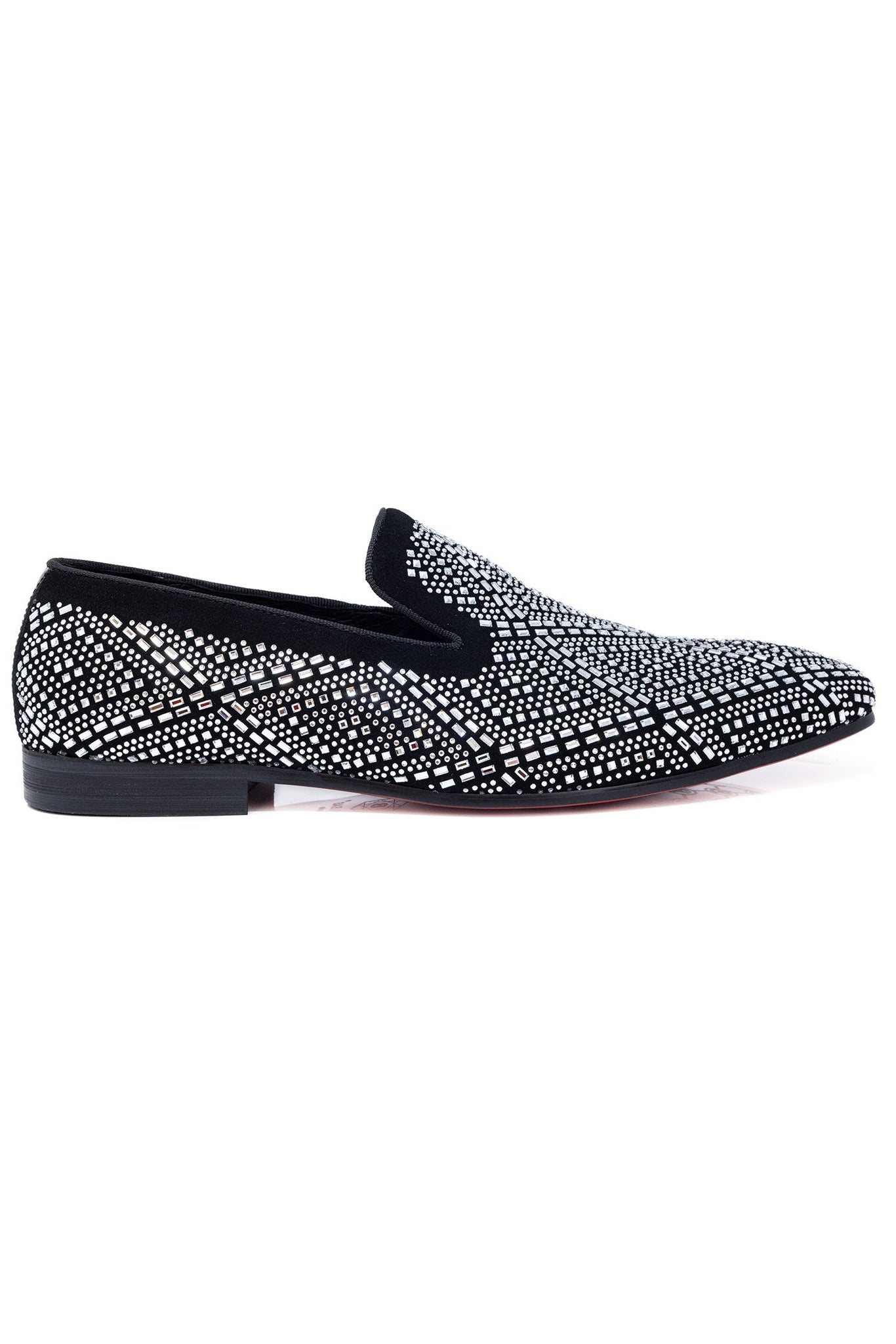 Barabas Wholesale Men's Rhinestone Suede Slip On Loafer Dress Shoes 5SH16 Silver