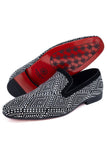 Barabas Wholesale Men's Rhinestone Suede Slip On Loafer Dress Shoes 5SH16 Silver Black