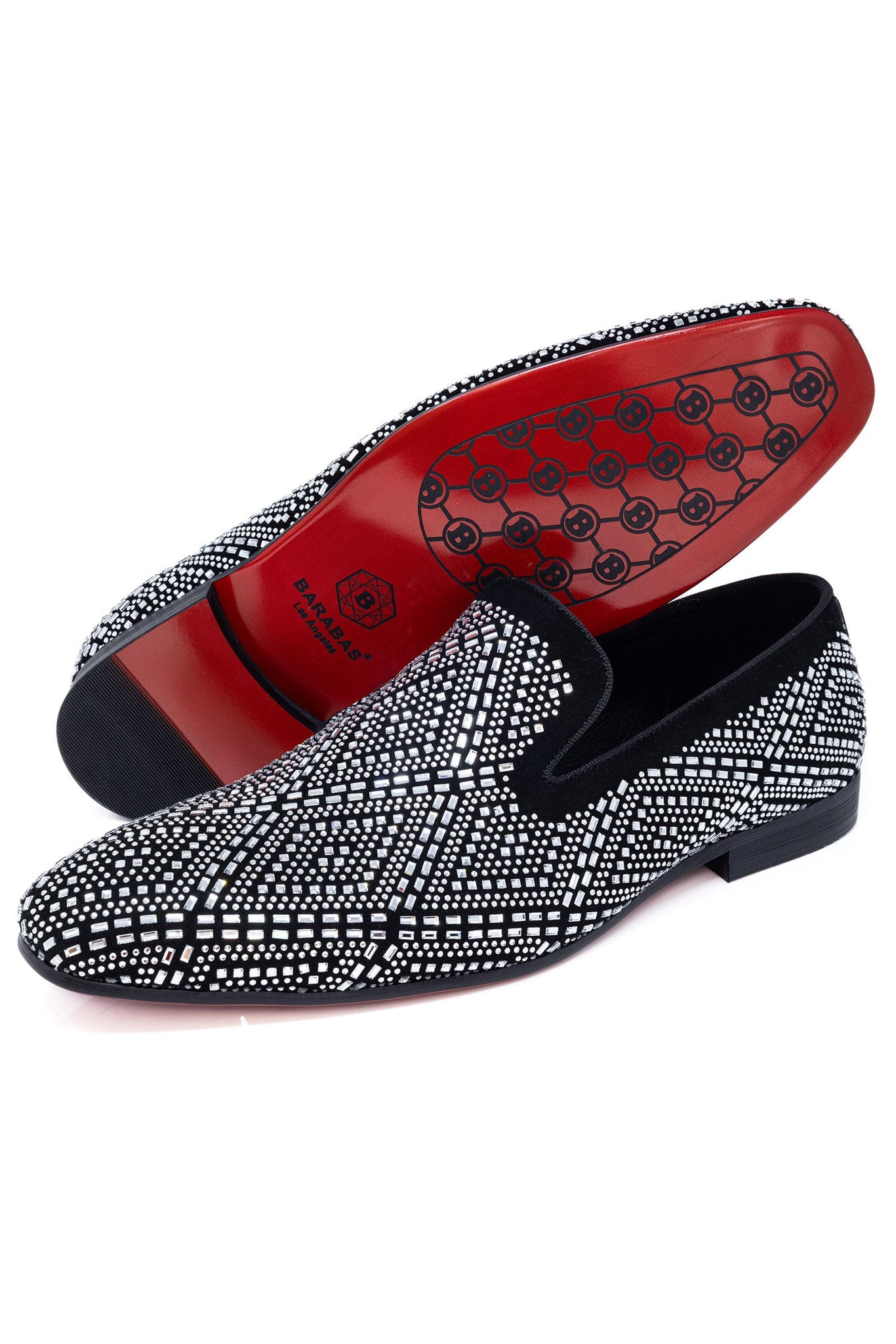 Barabas Wholesale Men's Rhinestone Suede Slip On Loafer Dress Shoes 5SH16 Silver Black