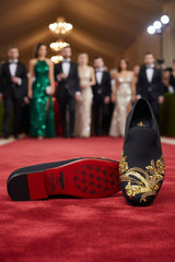 Barabas Wholesale Men's Sequin Shiny Design Slip On Leather Loafer Shoes 5SH37 Black Gold