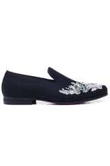 Barabas Wholesale Men's Sequin Shiny Design Slip On Leather Loafer Shoes 5SH37 Silver Black 