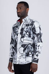 Barabas Wholesale Men's Rhinestones Horse Pattern Long Sleeve Shirts 5SPR04 Black 