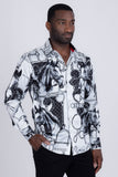 Barabas Wholesale Men's Rhinestones Horse Pattern Long Sleeve Shirts 5SPR04 Silver