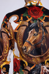 Barabas Wholesale Men's Stallion Rhinestones Stretch Long Sleeve Shirts 5SPR05  Brown