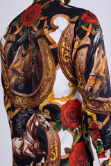 Barabas Wholesale Men's Stallion Rhinestones Stretch Long Sleeve Shirts 5SPR05  Brown
