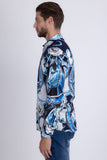 Barabas Wholesale Men's Stallion Rhinestones Stretch Long Sleeve Shirts 5SPR05 Sky