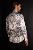 Barabas Wholesale Men's Rhinestones Paisley Animal Long Sleeve Shirts 5SPR07 Silver