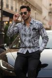Barabas Wholesale Men's Rhinestones Paisley Animal Long Sleeve Shirts 5SPR07 Silver