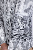 Barabas Wholesale Men's Rhinestones Paisley Animal Long Sleeve Shirts 5SPR07 White