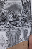 Barabas Wholesale Men's Rhinestones Paisley Animal Long Sleeve Shirts 5SPR07 White