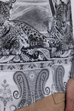 Barabas Wholesale Men's Rhinestones Paisley Animal Long Sleeve Shirts 5SPR07 White