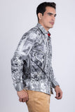 Barabas Wholesale Men's Rhinestones Paisley Animal Long Sleeve Shirts 5SPR07 Silver
