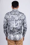 Barabas Wholesale Men's Rhinestones Paisley Animal Long Sleeve Shirts 5SPR07 White