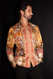 Barabas Wholesale Men's Rhinestones Paisley Animal Long Sleeve Shirts 5SPR07 Taupe