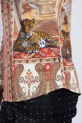 Barabas Wholesale Men's Rhinestones Paisley Animal Long Sleeve Shirts 5SPR07 Brown