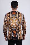Barabas Wholesale Men's Rhinestones Floral 50 Pesos Long Sleeve Shirts 5SPR09 Black