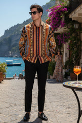 Barabas Wholesale Men's Rhinestones Floral 50 Pesos Long Sleeve Shirts 5SPR09 Black