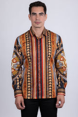 Barabas Wholesale Men's Rhinestones Floral 50 Pesos Long Sleeve Shirts 5SPR09 Black