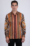 Barabas Wholesale Men's Rhinestones Floral 50 Pesos Long Sleeve Shirts 5SPR09 Black