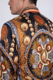 Barabas Wholesale Men's Rhinestones Floral 50 Pesos Long Sleeve Shirts 5SPR09 Black
