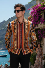 Barabas Wholesale Men's Rhinestones Floral 50 Pesos Long Sleeve Shirts 5SPR09 Black