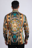 Barabas Wholesale Men's Rhinestones Floral 50 Pesos Long Sleeve Shirts 5SPR09 Black