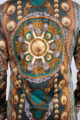 Barabas Wholesale Men's Rhinestones Floral 50 Pesos Long Sleeve Shirts 5SPR09 Black