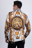 Barabas Wholesale Men's Rhinestones Floral 50 Pesos Long Sleeve Shirts 5SPR09 White