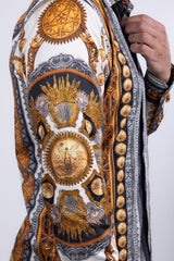 Barabas Wholesale Men's Rhinestones Floral 50 Pesos Long Sleeve Shirts 5SPR09 Brown