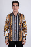 Barabas Wholesale Men's Rhinestones Floral 50 Pesos Long Sleeve Shirts 5SPR09 White