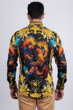 Barabas Wholesale Men's Rhinestones Animal Print Long Sleeve Shirts 5SPR10 Gold