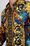 Barabas Wholesale Men's Rhinestones Animal Print Long Sleeve Shirts 5SPR10 Black