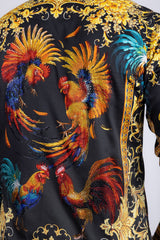 Barabas Wholesale Men's Rhinestones Animal Print Long Sleeve Shirts 5SPR10 Yellow