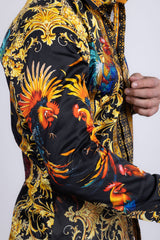 Barabas Wholesale Men's Rhinestones Animal Print Long Sleeve Shirts 5SPR10 Multi