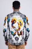 Barabas Wholesale Men's Rhinestones Animal Print Long Sleeve Shirts 5SPR10 Black White