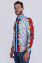 Barabas Wholesale Men's San Judas Tadeo Rhinestones Floral Baroque Shirt 5SPR11 Multi