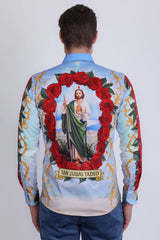 Barabas Wholesale Men's San Judas Tadeo Rhinestones Floral Baroque Shirt 5SPR11 Multi