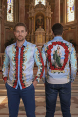 Barabas Wholesale Men's San Judas Tadeo Rhinestones Floral Baroque Shirt 5SPR11 Multi