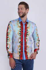 Barabas Men's San Judas Tadeo Rhinestones Floral Baroque Shirt 5SPR11 Multi