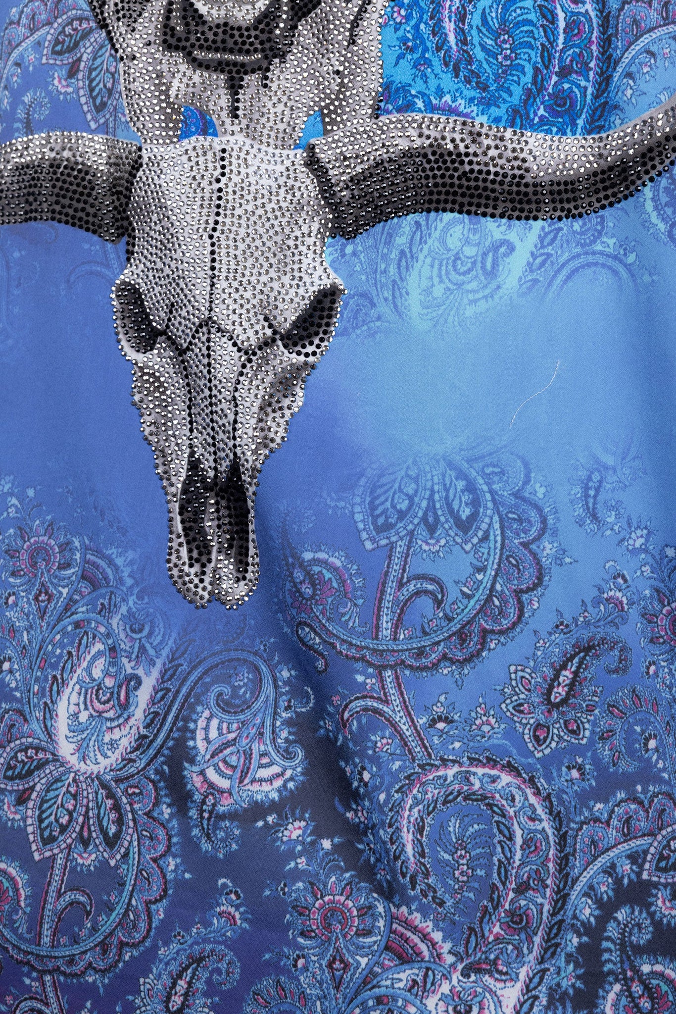 Barabas Wholesale Men's Rhinestones Animal Paisley Long Sleeve Shirts 5SPR12 Blue