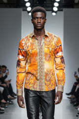 Barabas Wholesale Men's Rhinestones Animal Paisley Long Sleeve Shirts 5SPR12 Multi