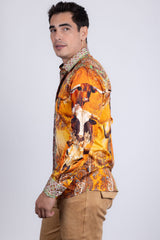 Barabas Wholesale Men's Rhinestones Animal Paisley Long Sleeve Shirts 5SPR12 Multicolored